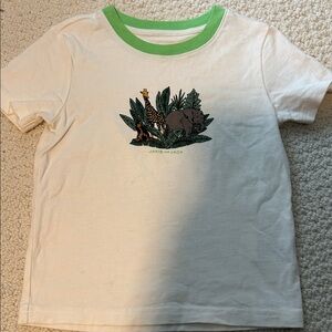 Janie and Jack Cream Tee with Green Trim and Jungle Print